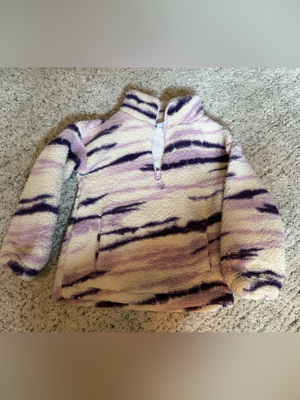 Carter's Lavender & Purple Striped Sherpa Half-Zip Jacket Euc size 4